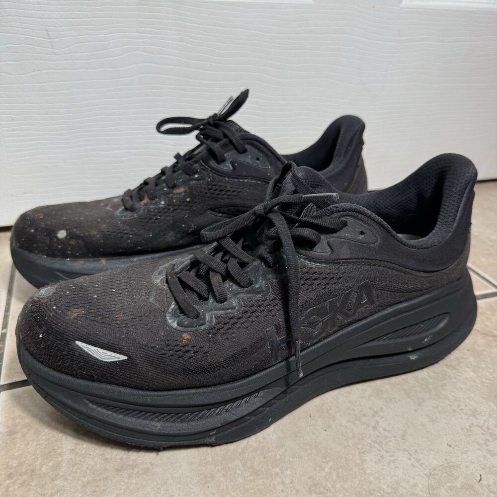 Hoka One One Bondi 9 Shoes Mens Size 11.5 D Black Road Running Comfort Walking